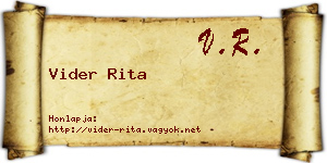 Vider Rita névjegykártya